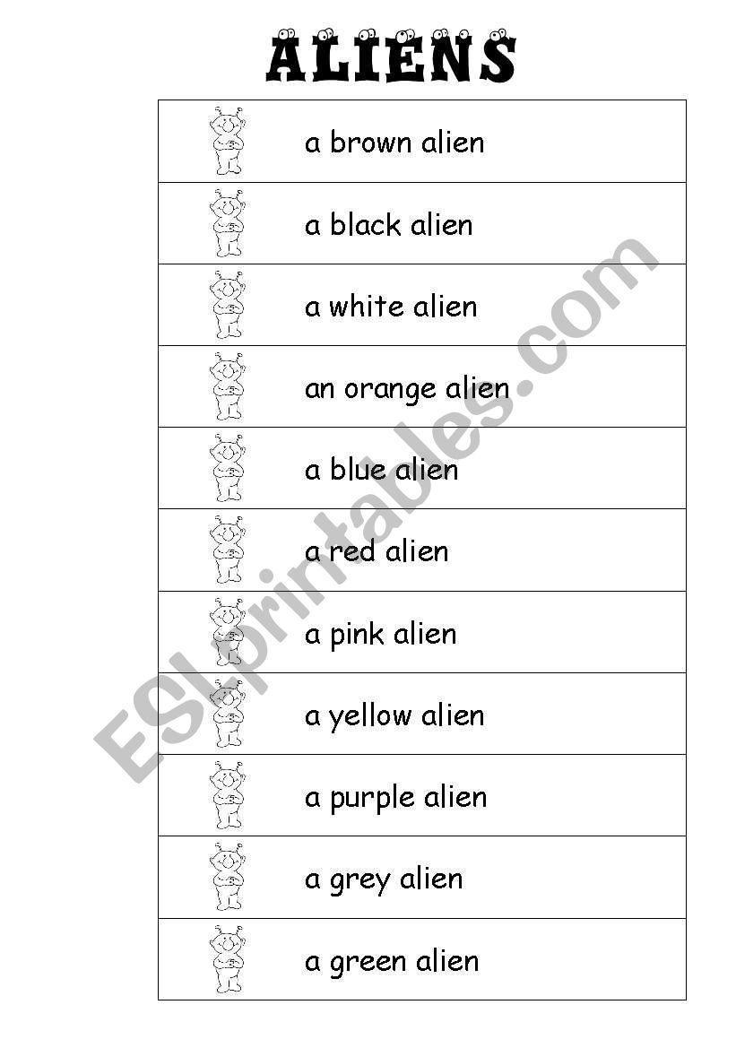 colours worksheet