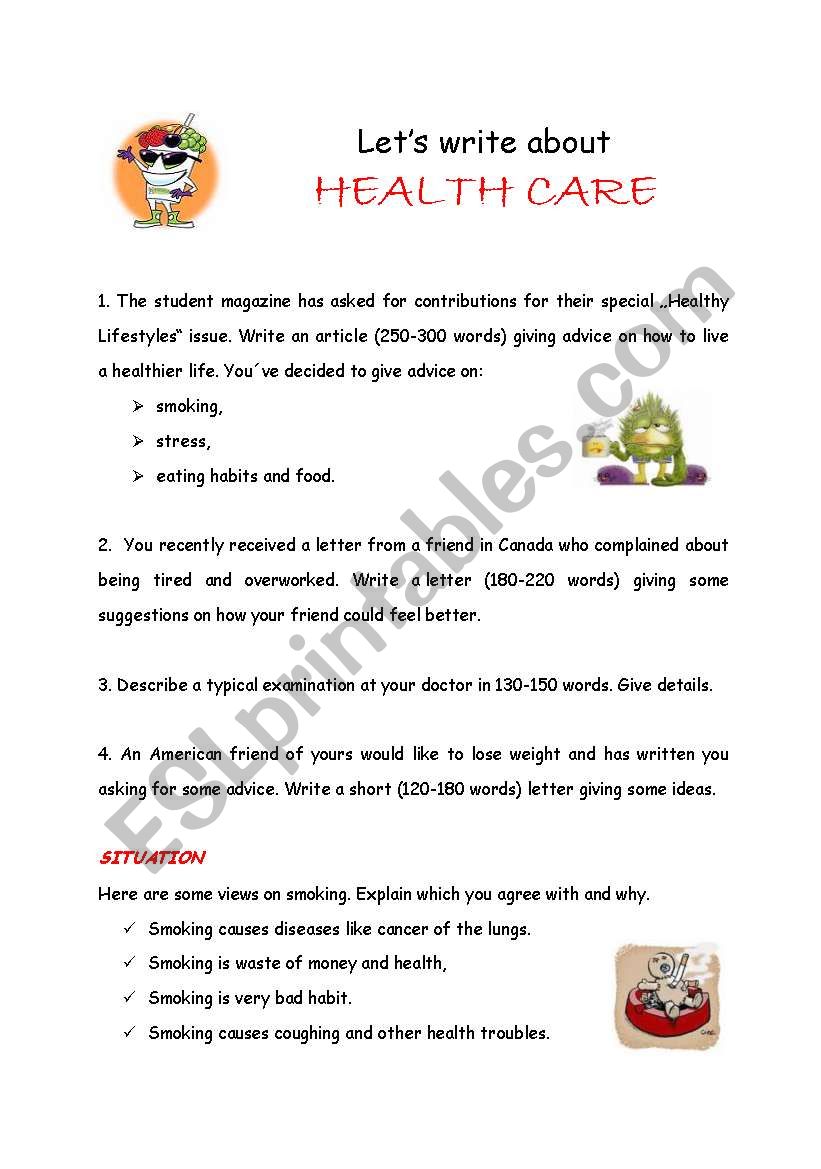 Lets write about HEALTH CARE worksheet