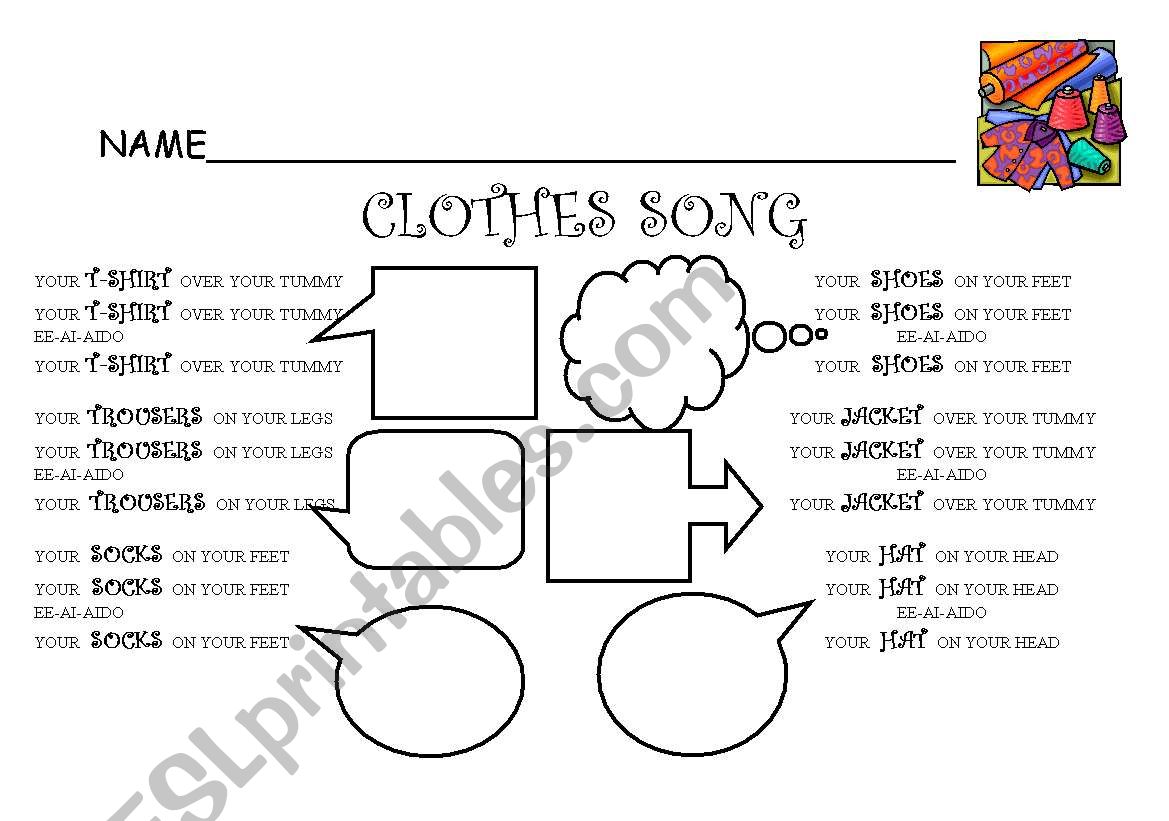 Clothes song worksheet