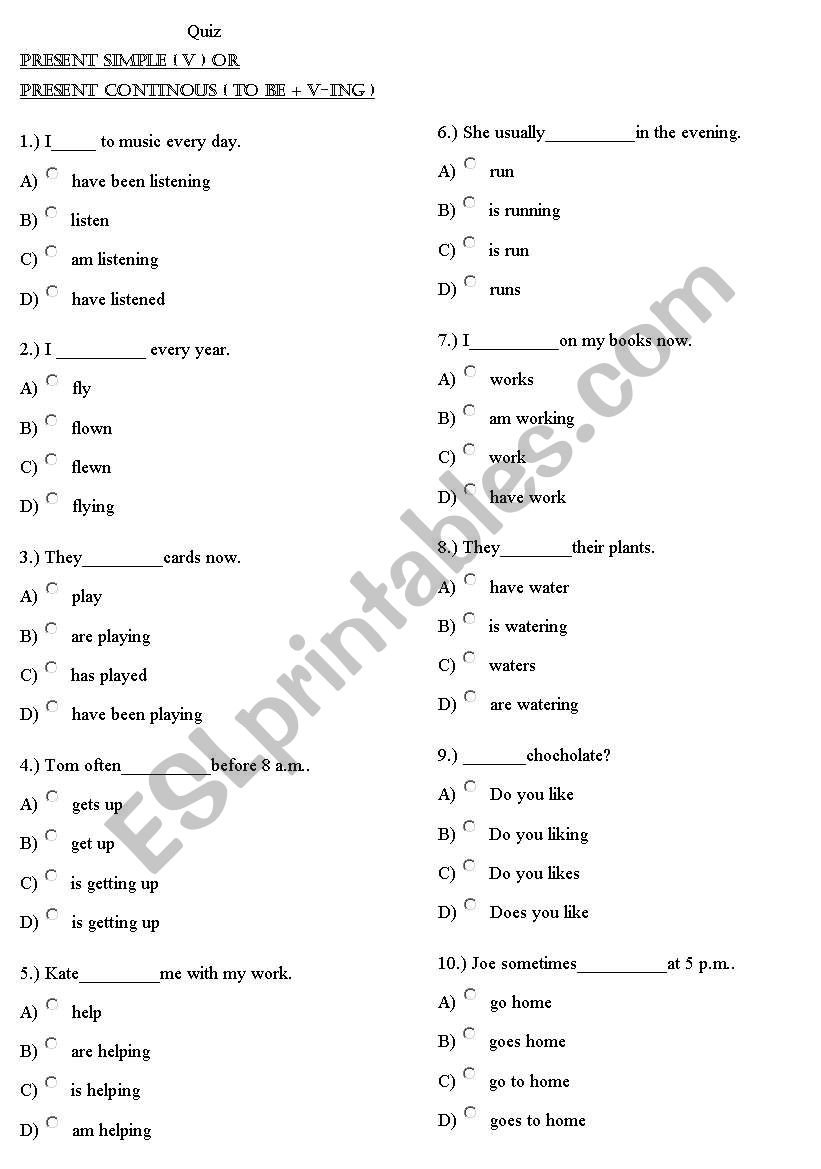 present simple worksheet