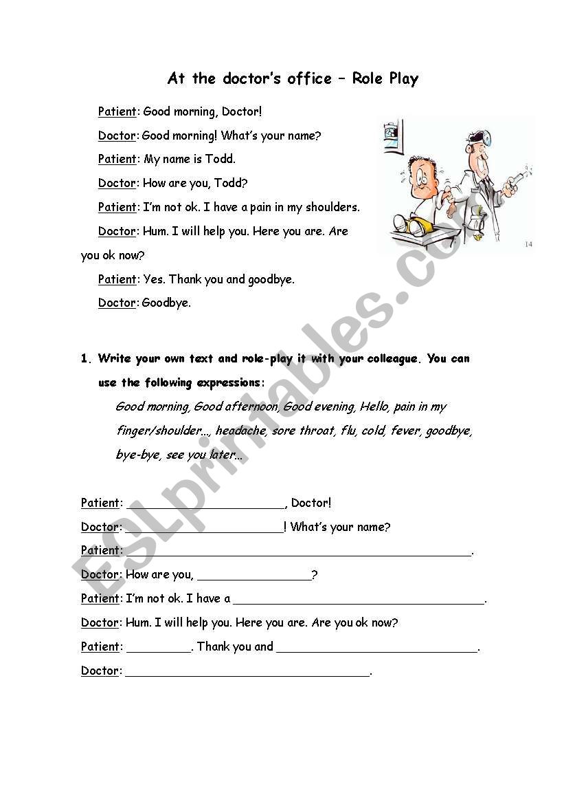 At the doctor´s office - role play - ESL worksheet by ritinha23