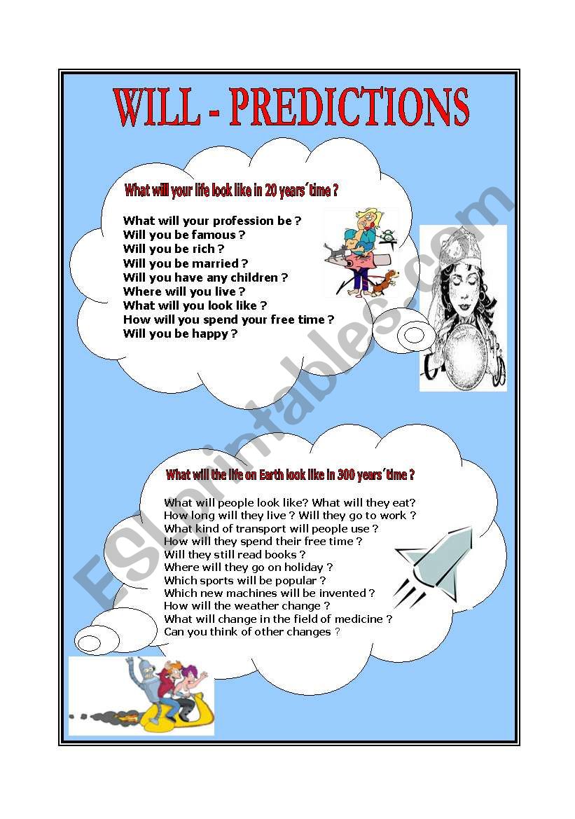 Will Predictions Speaking ESL Worksheet By Denfer