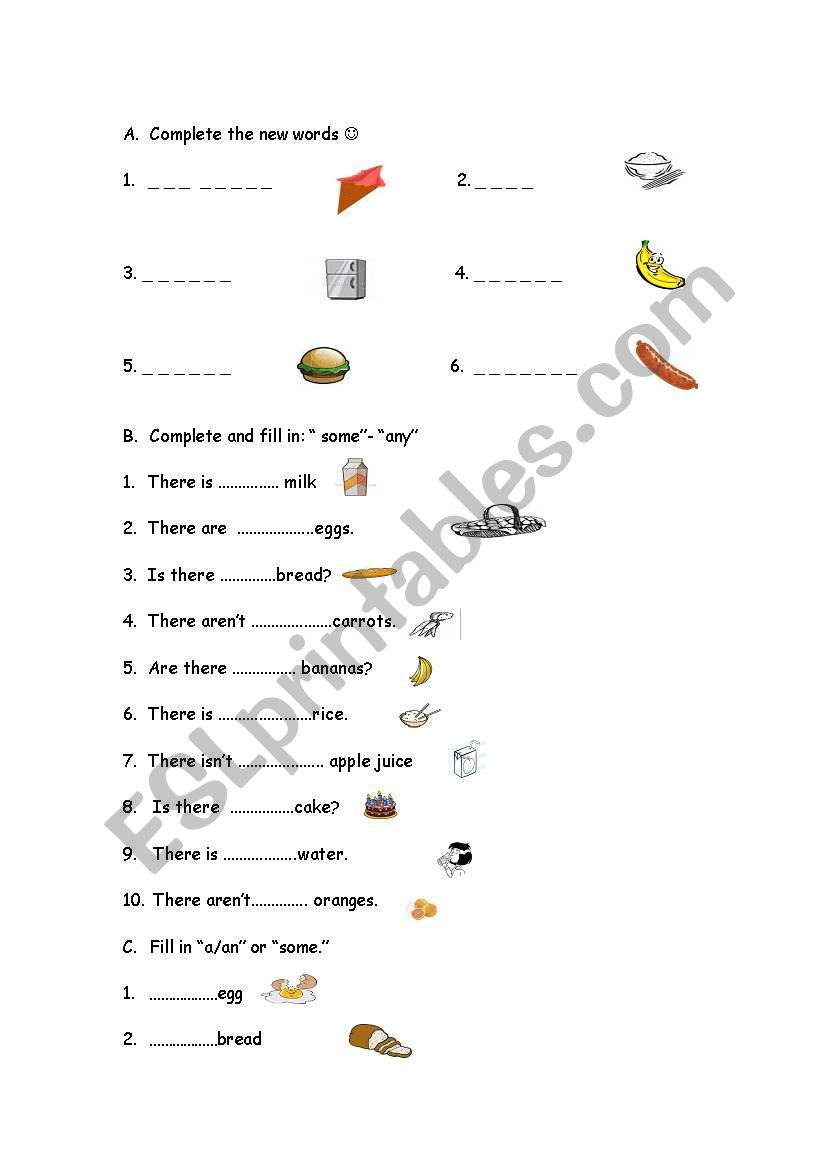 a-an or some? worksheet