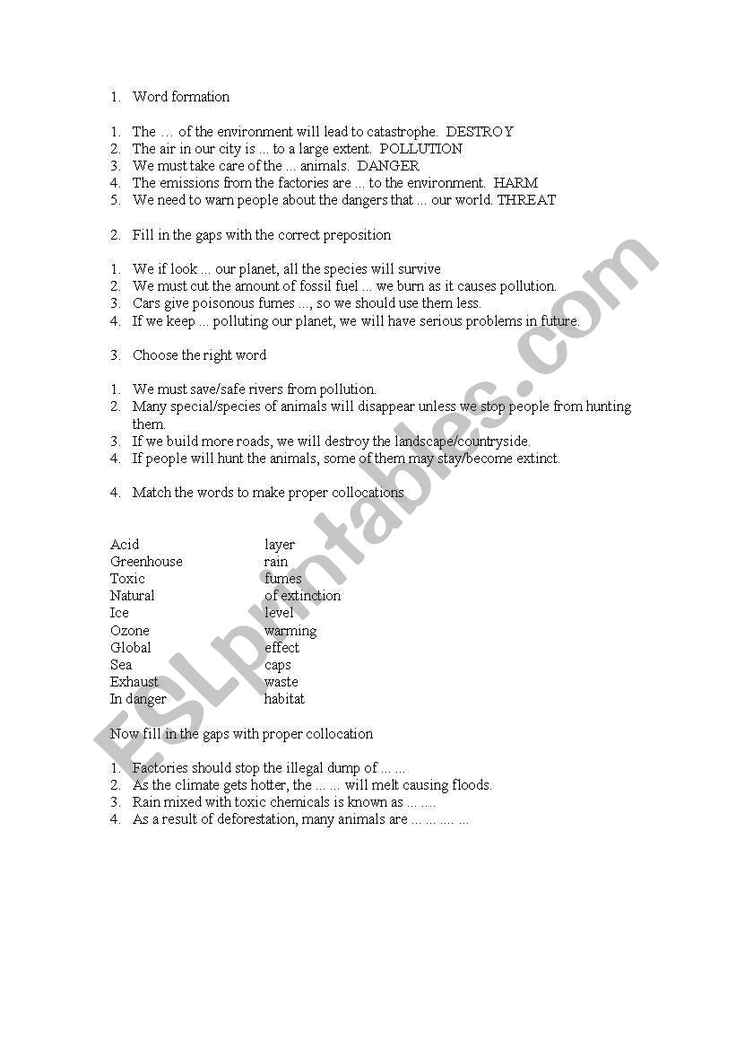 Test on vocabulary environment