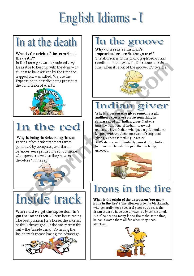 English Idioms - I worksheet