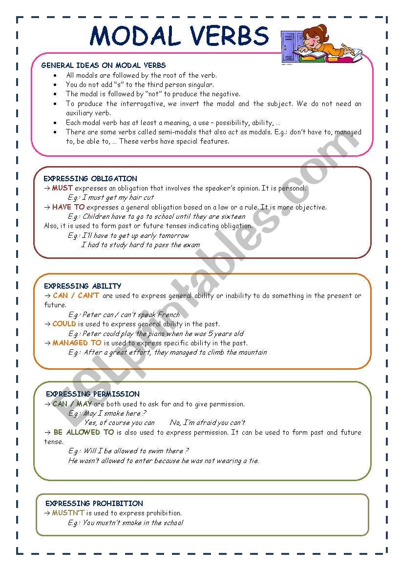 MODAL VERBS ESL Worksheet By Neusferris