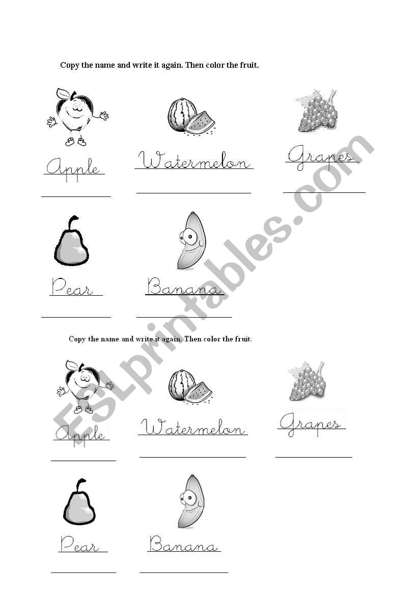 Fruits  worksheet