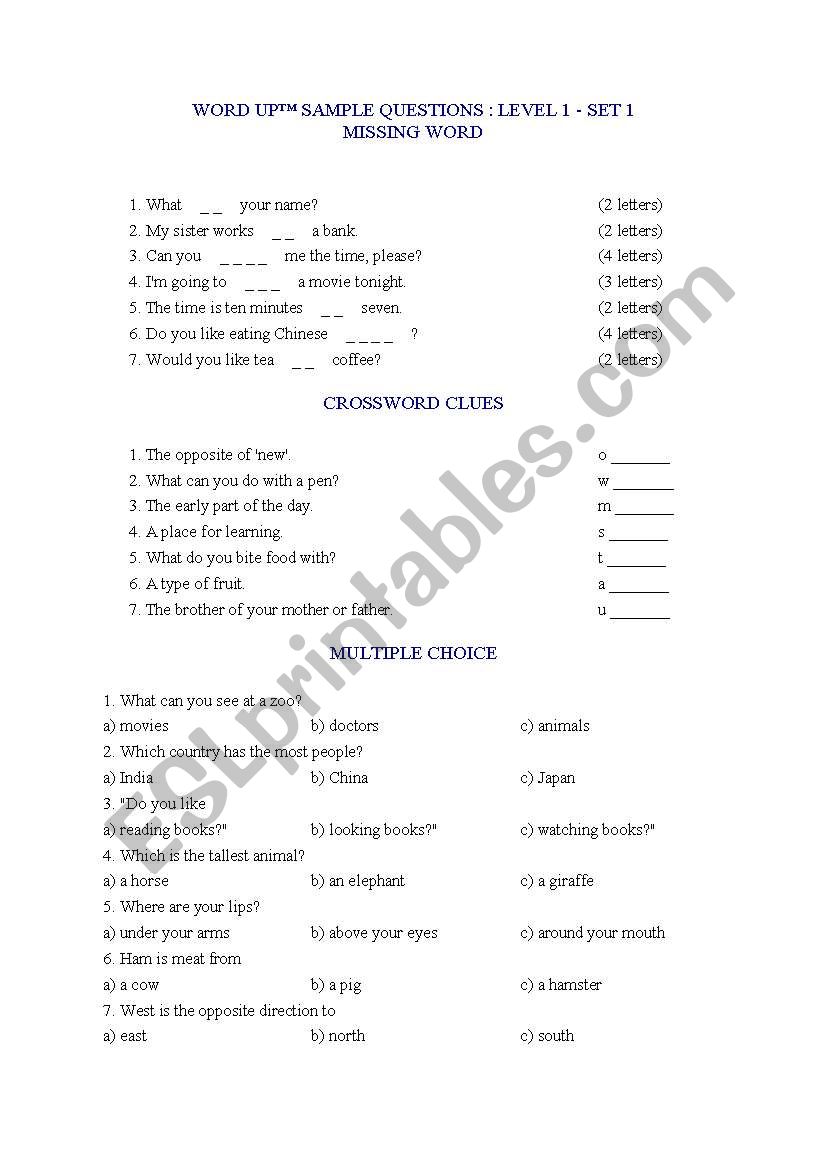 intresting test worksheet