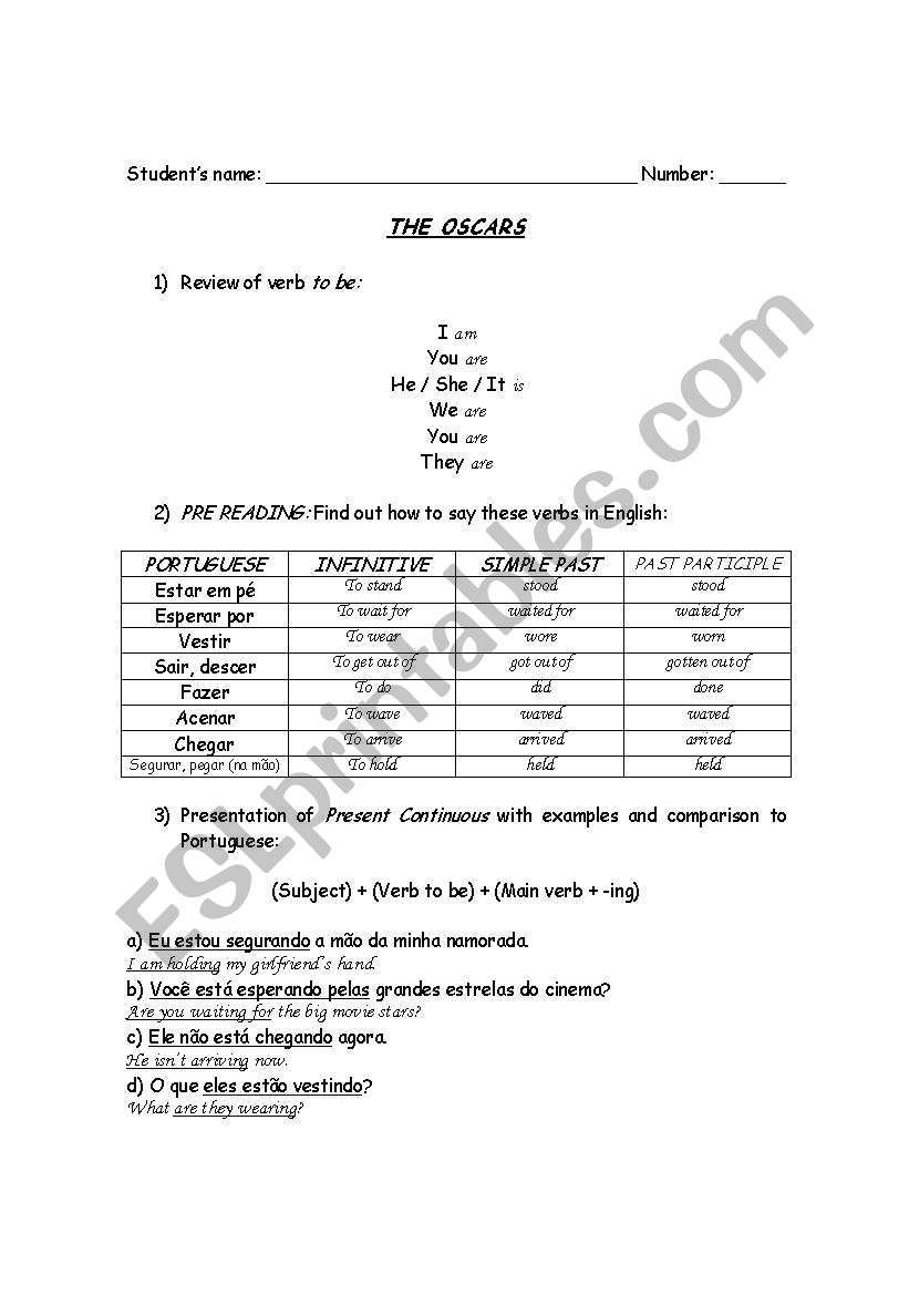 PRESENT CONTINUOUS worksheet