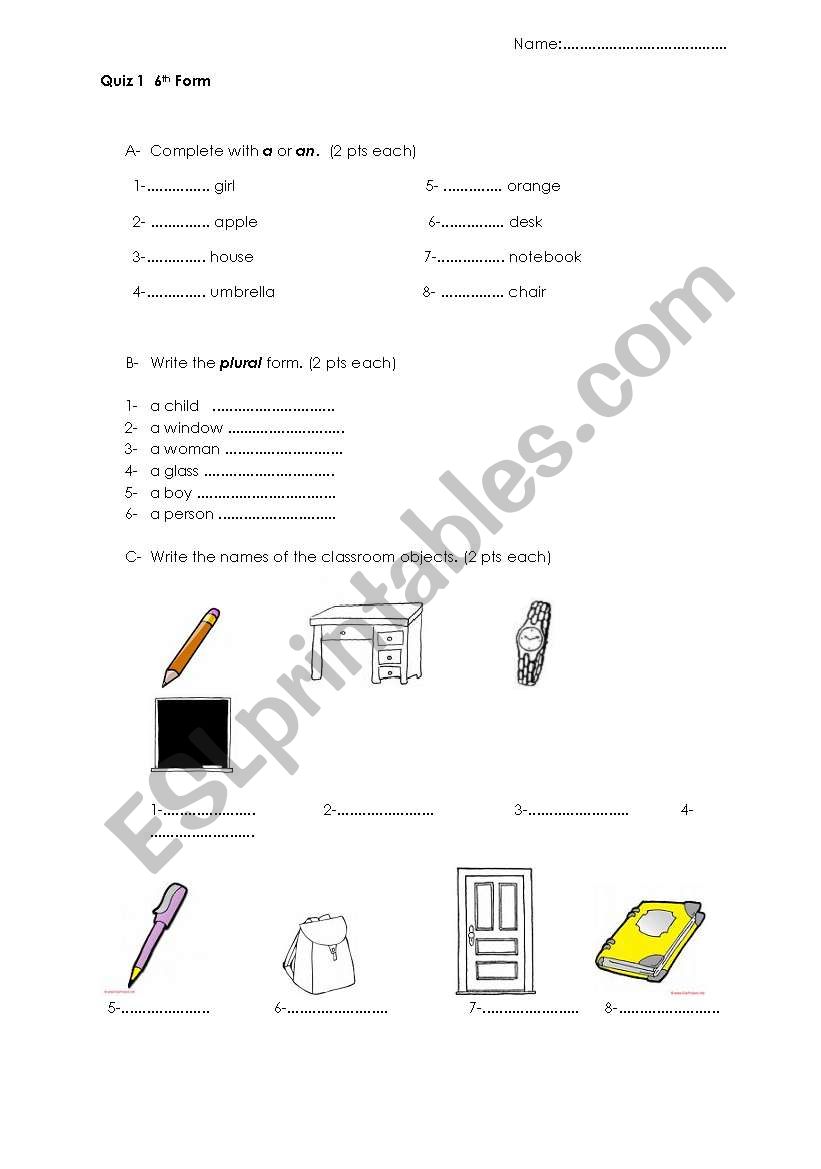 ouiz for beginner learners worksheet