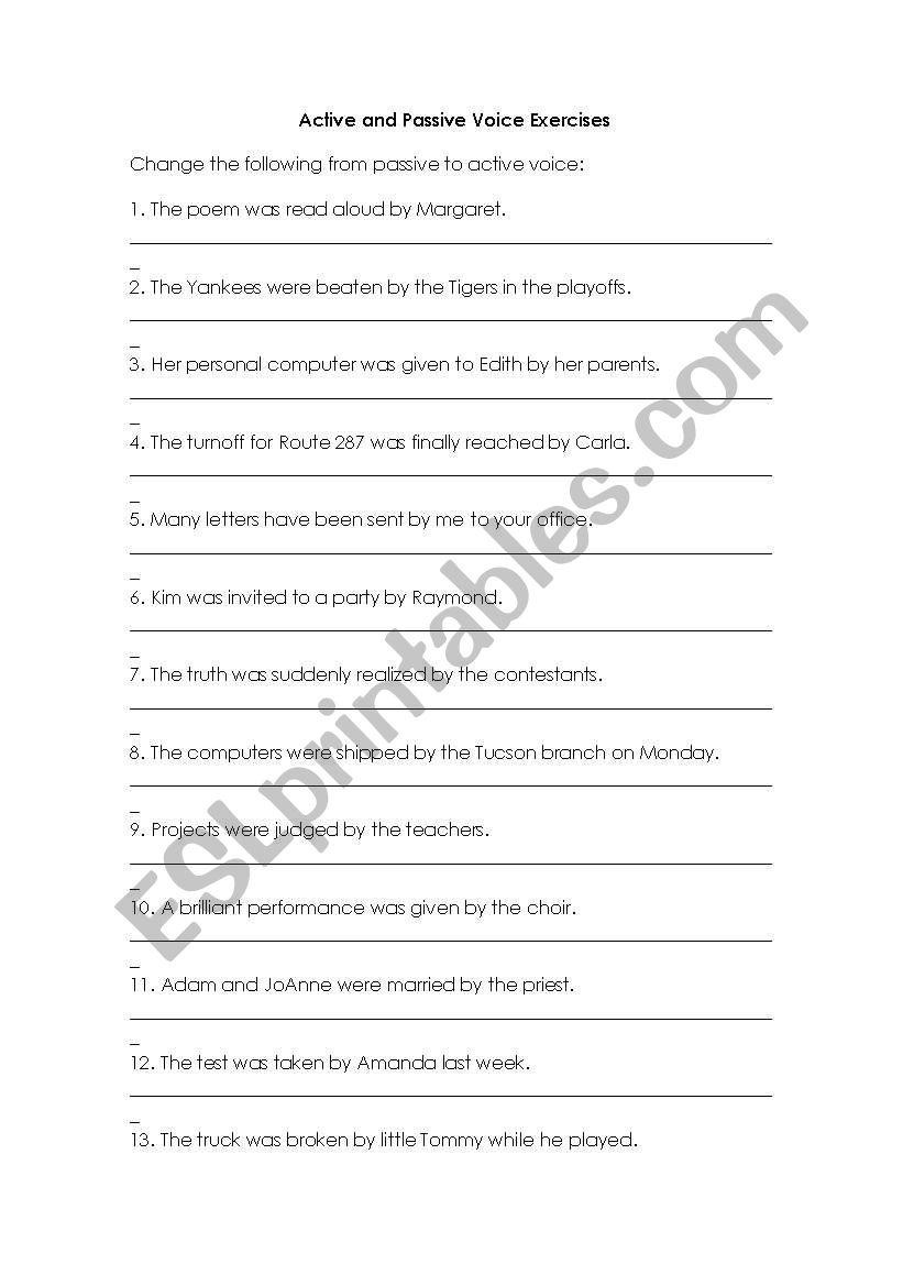 Passive voice Exercises worksheet