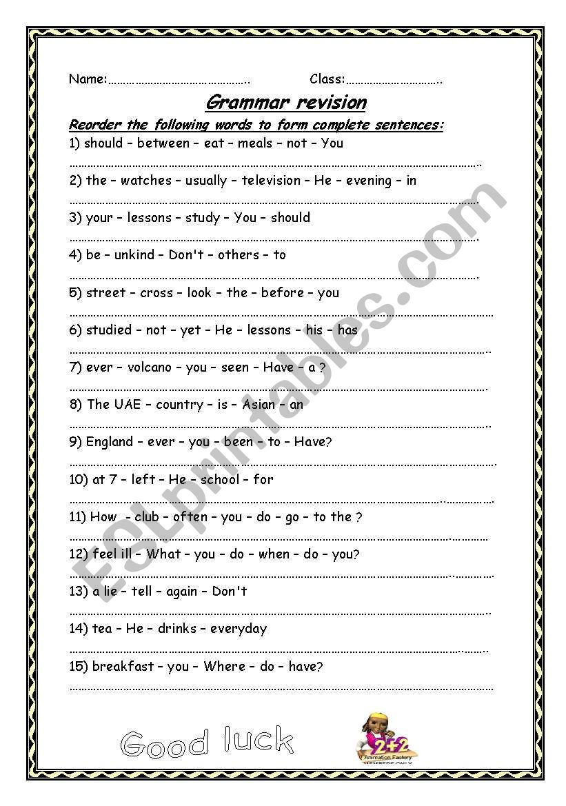 Reordering Sentences Worksheets Worksheets For Kindergarten