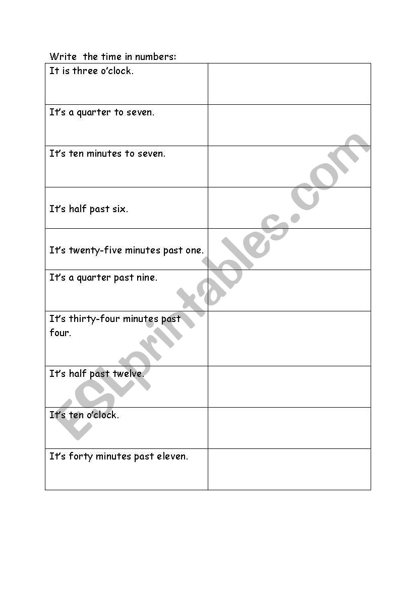 write the time in numbers worksheet