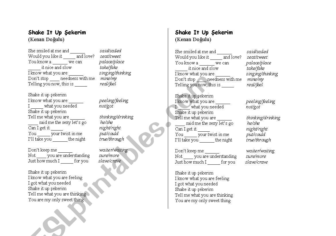 shake it up shekerim worksheet