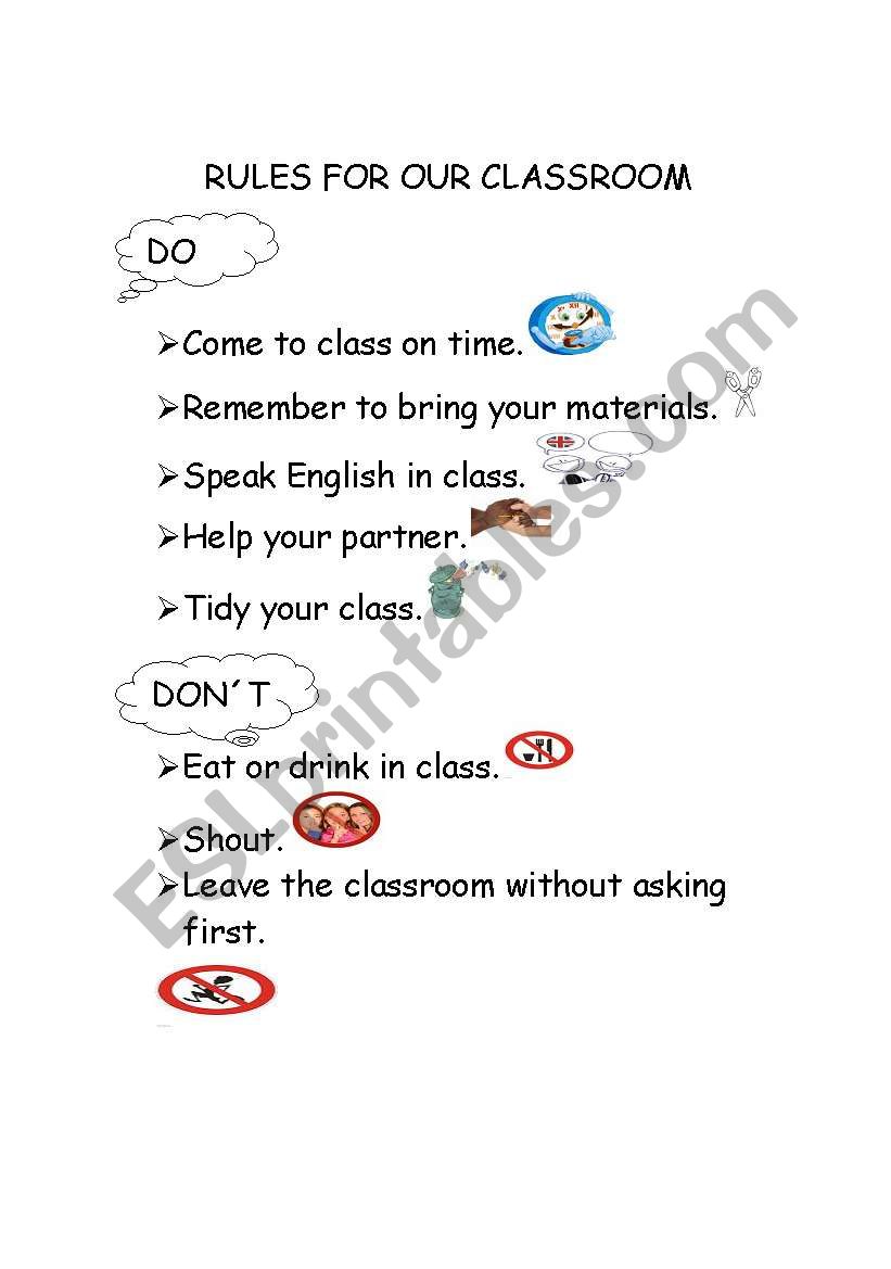 RULES FOR OUR CLASSROOM worksheet