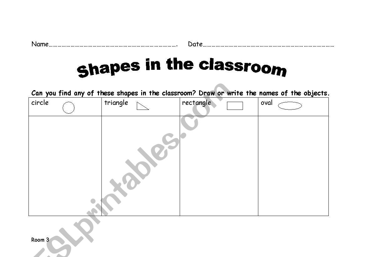 Shapes worksheet