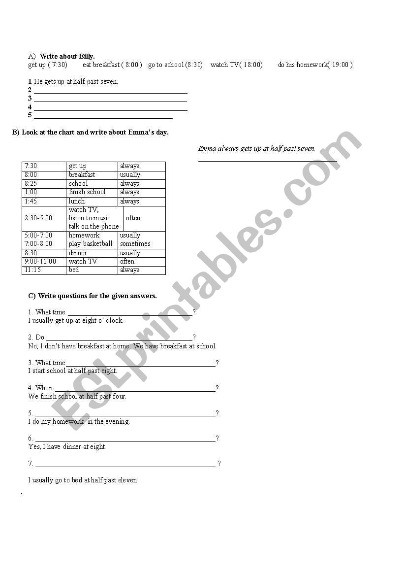 present simple worksheet