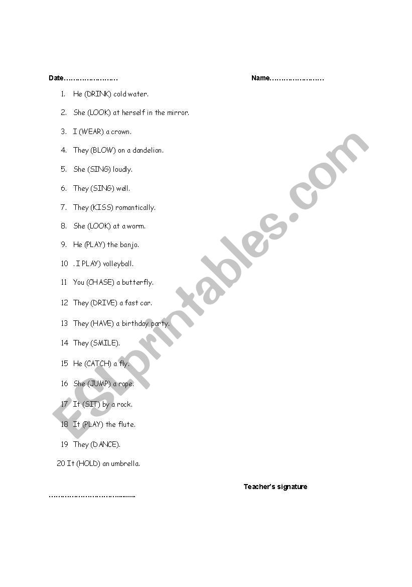 English Worksheets Practice Of Tenses