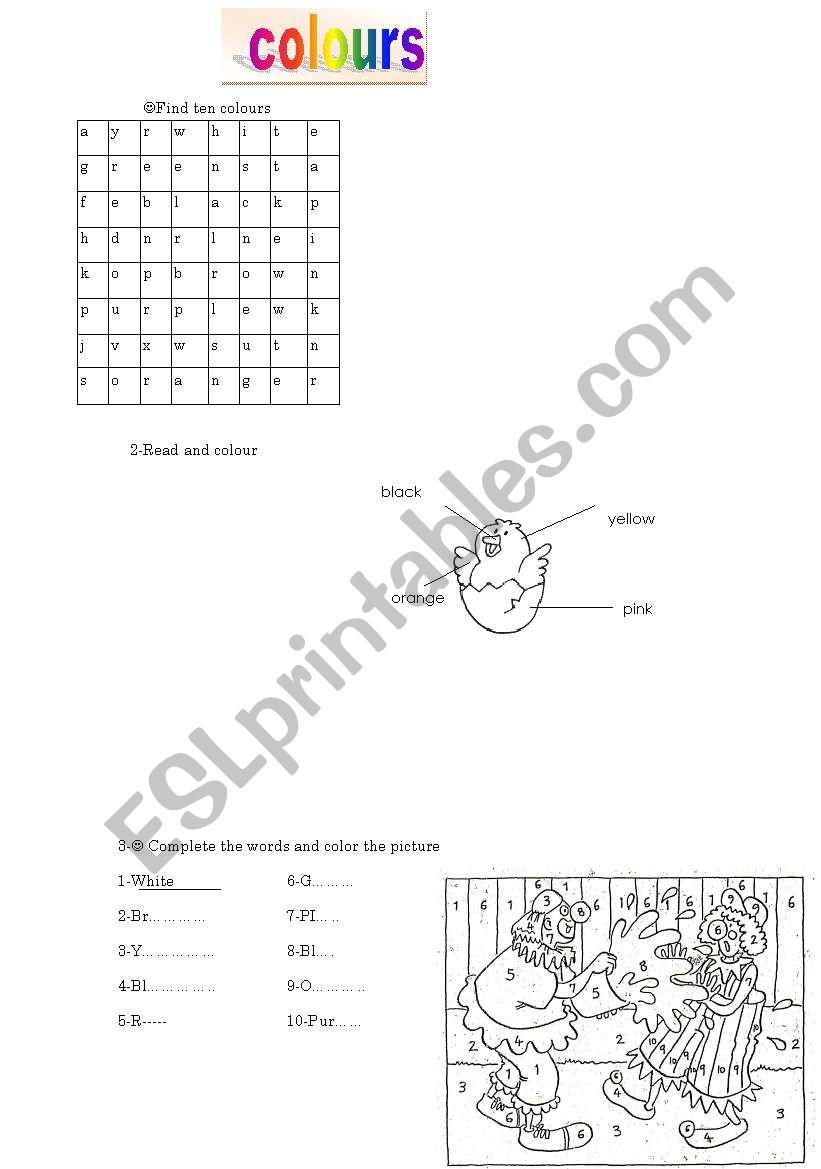 colours worksheet