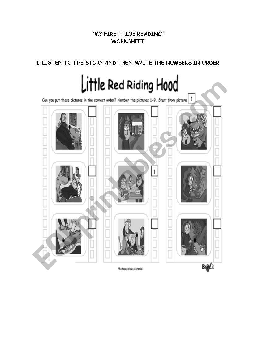 Little Red riding hood worksheet