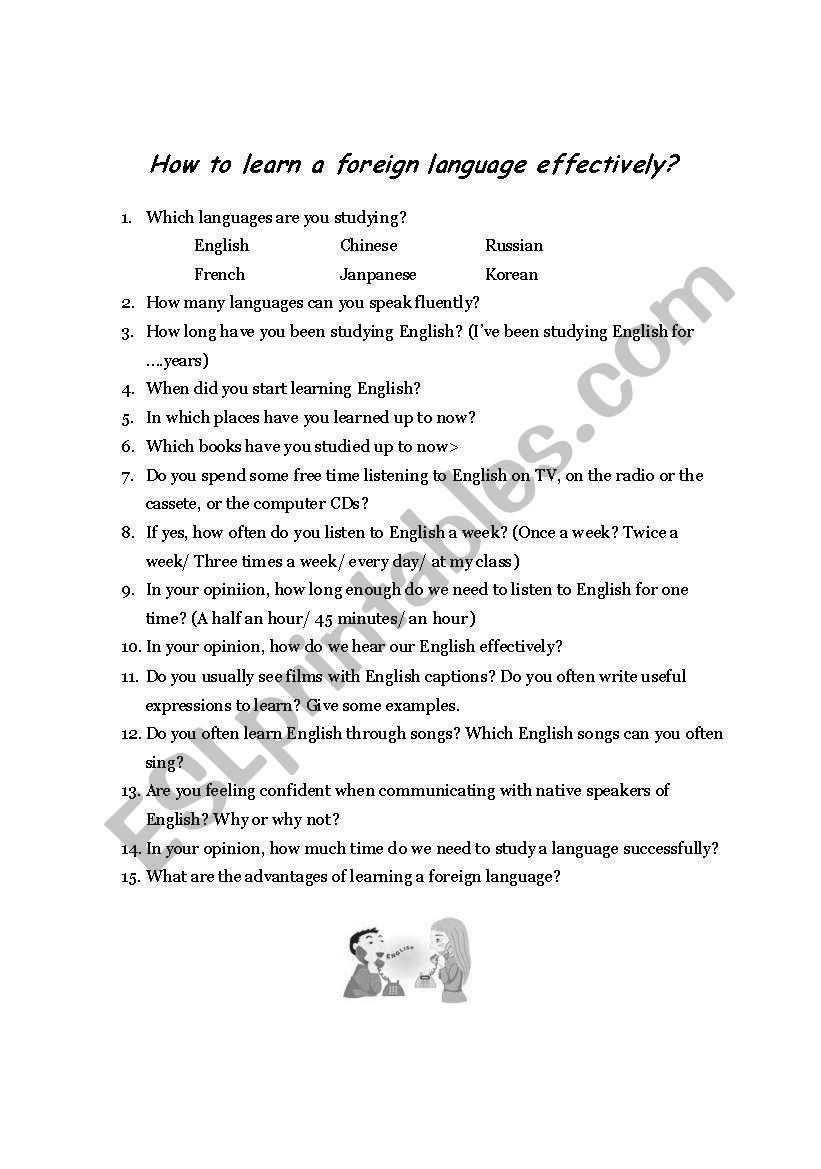 English Worksheets How To Learn A Language Effectively 