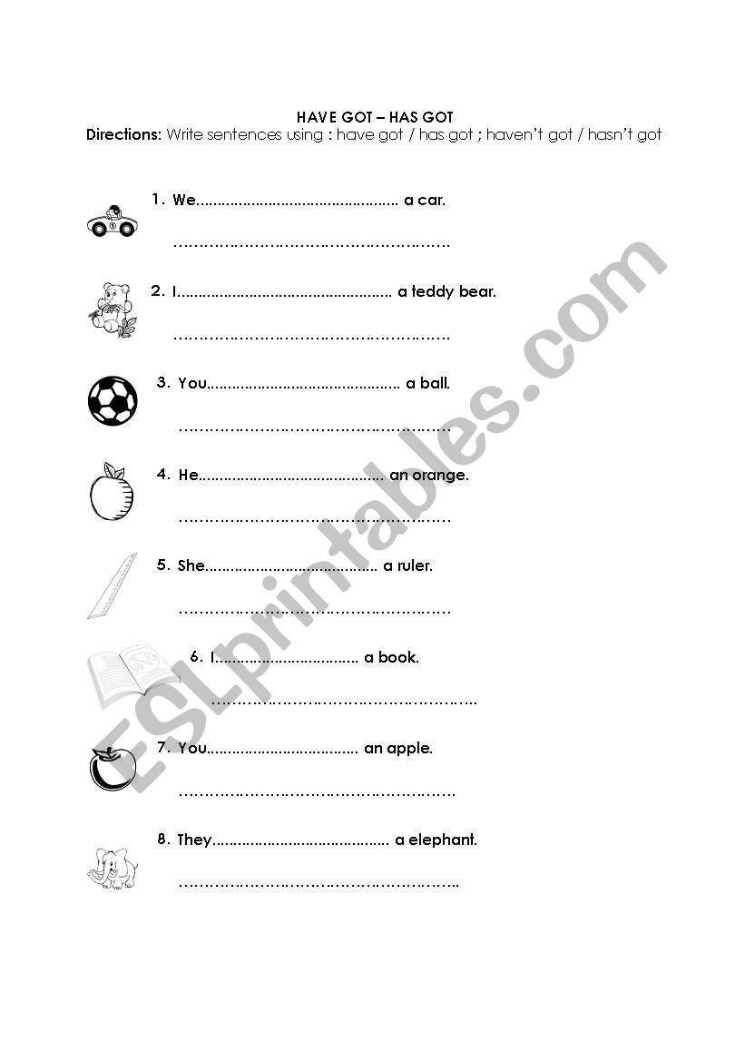 have got / has got worksheet