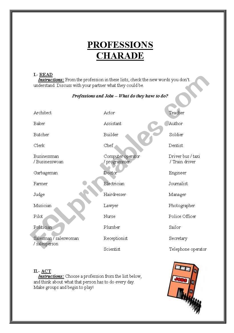 inventions charade worksheet