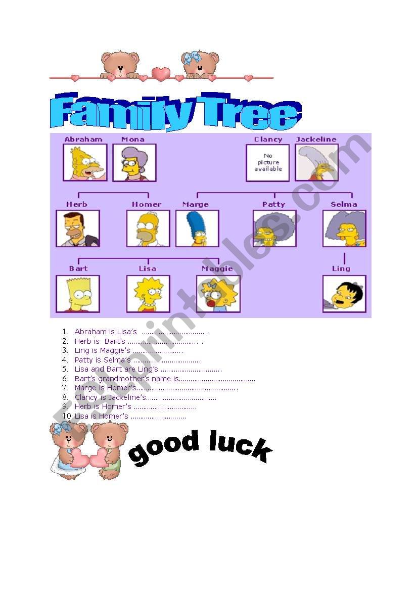 family tree exercise worksheet