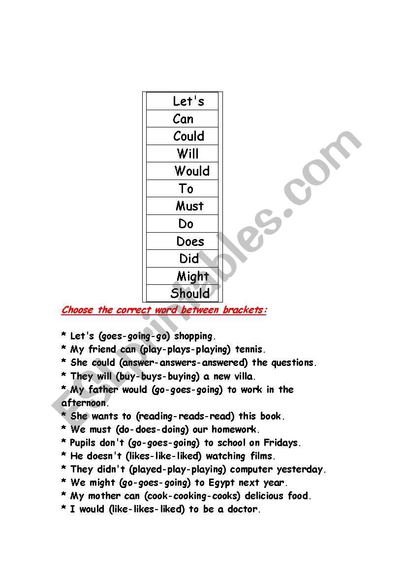 grammer worksheet