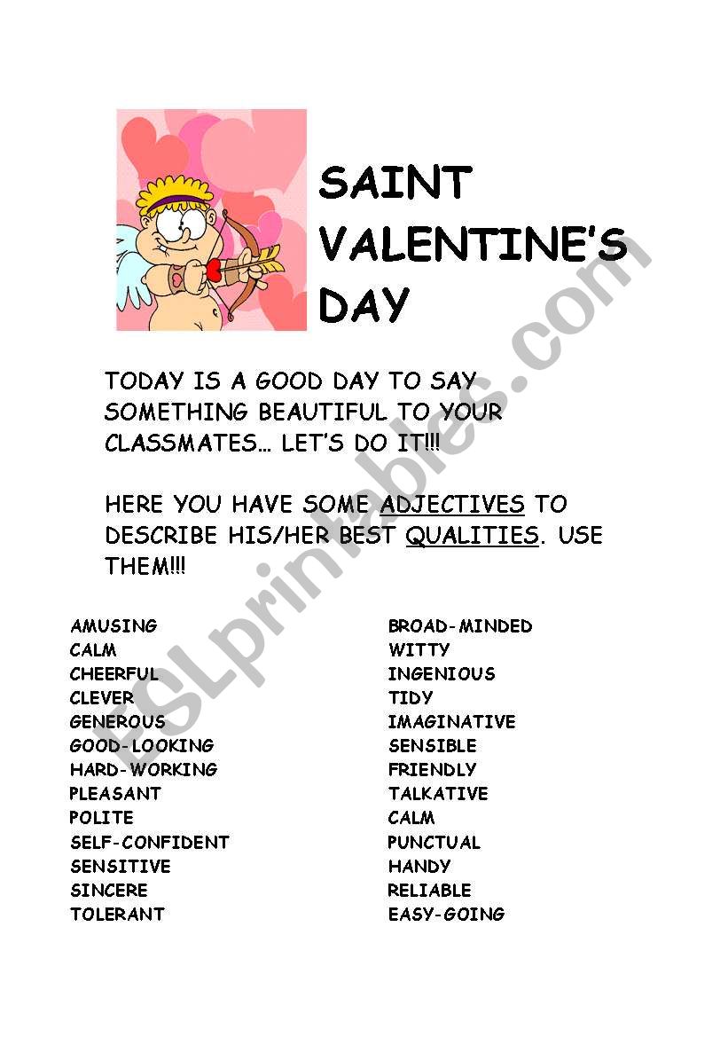 Saint Valentines Day- Adjectives