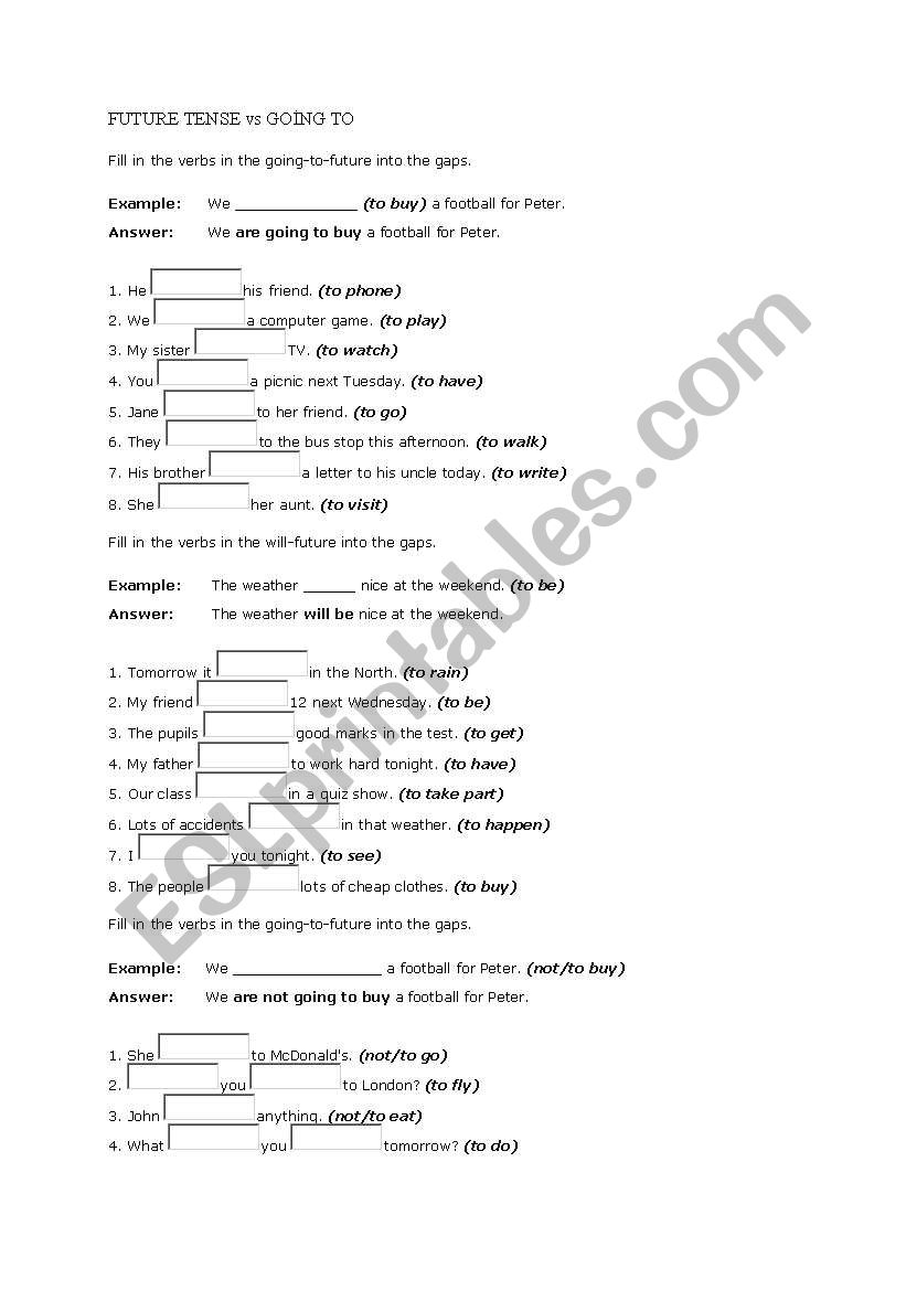 future tense worksheet