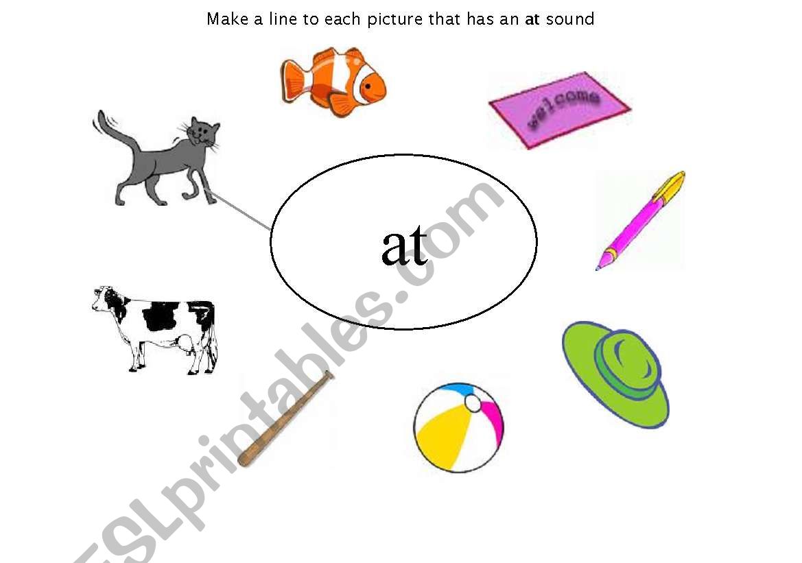 word with (at) sound worksheet