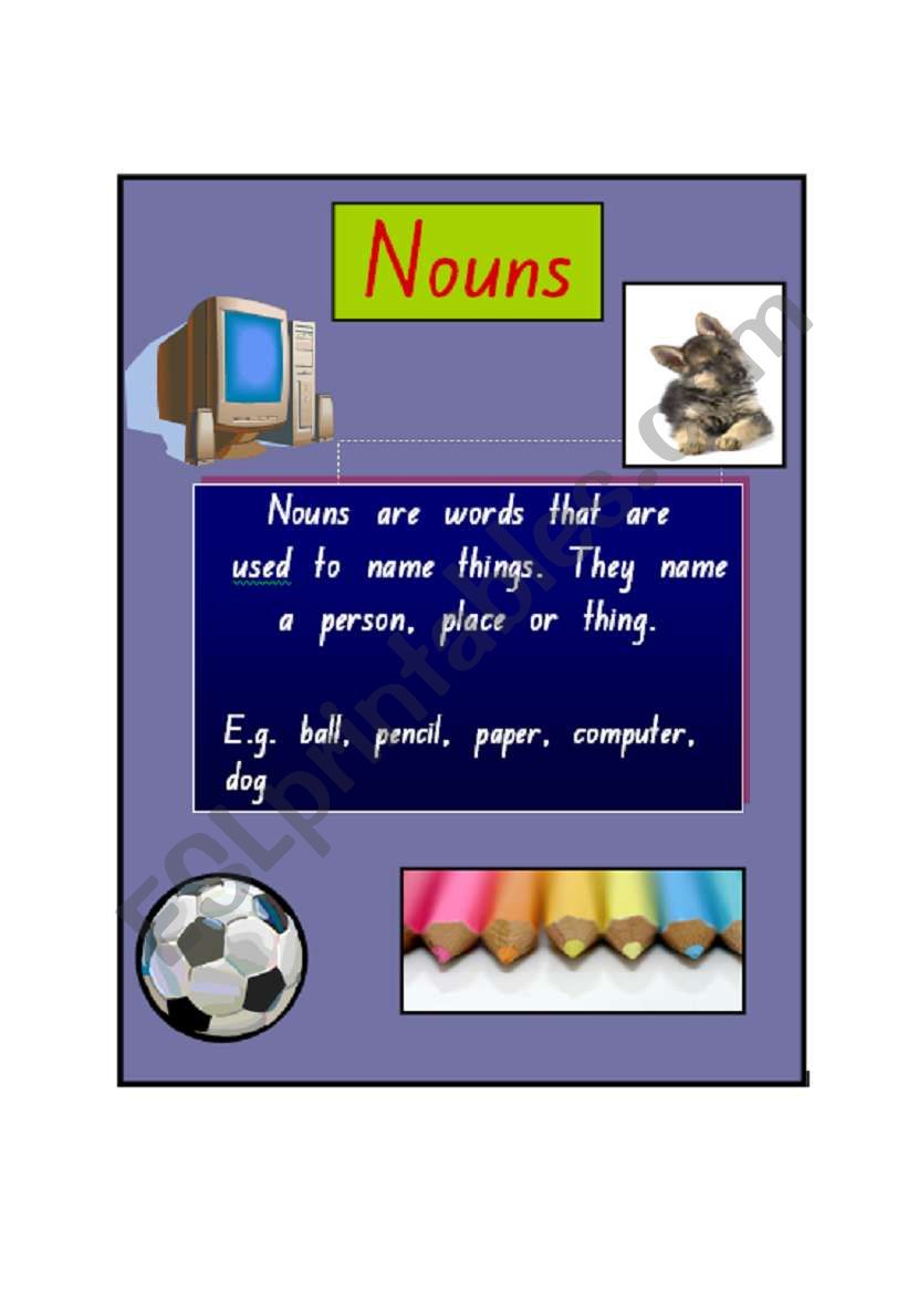 Nouns  wall display and flashcard