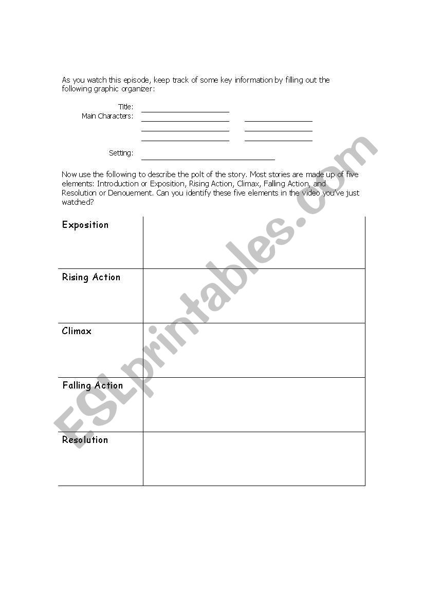 VIDEO ORGANIZER worksheet