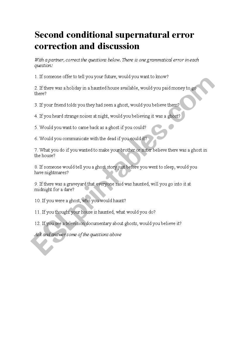 Second Conditional worksheet