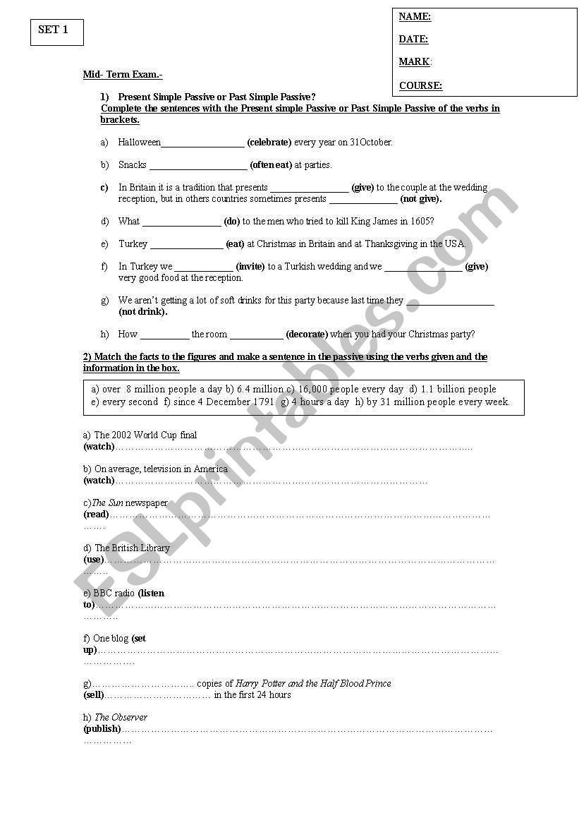 PASSIVE VOICE worksheet