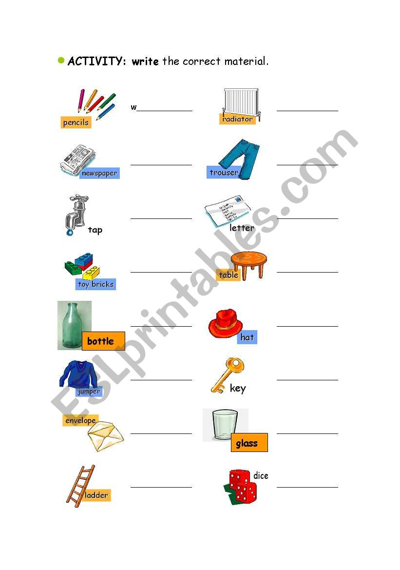 English worksheets: Matter.What´s is made of?