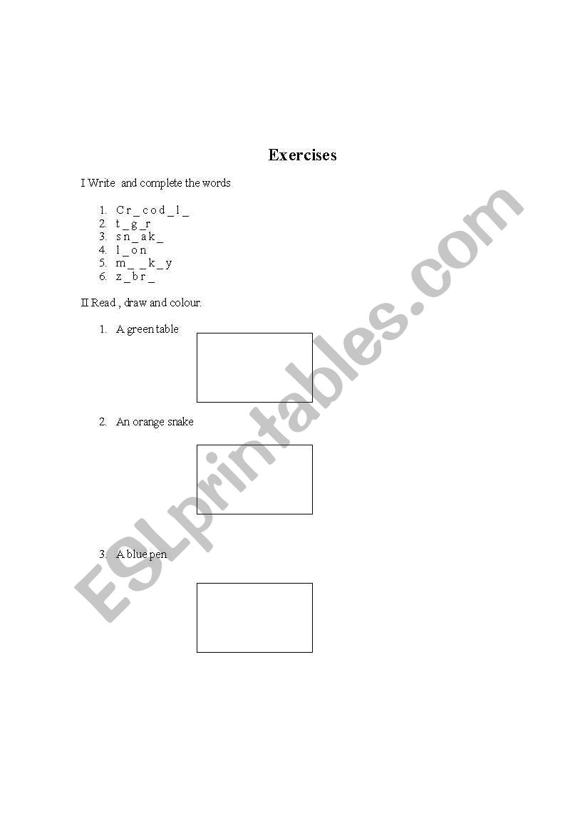 review exercises worksheet