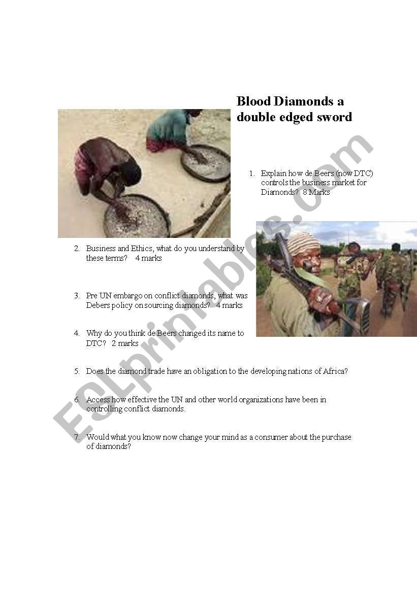 Blood Diamonds worksheet