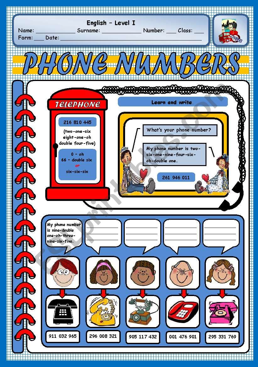 WHAT S YOUR PHONE NUMBER ESL Worksheet By Xani
