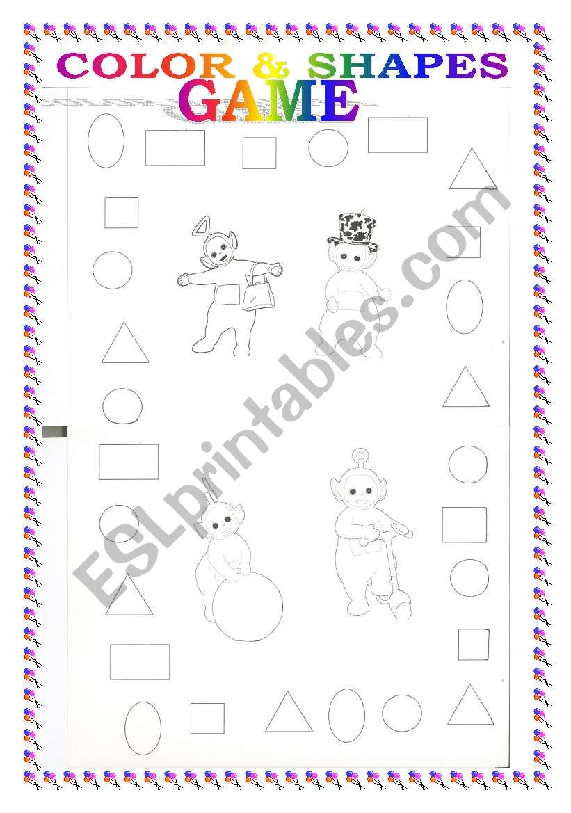 Color and shapes boardgame worksheet