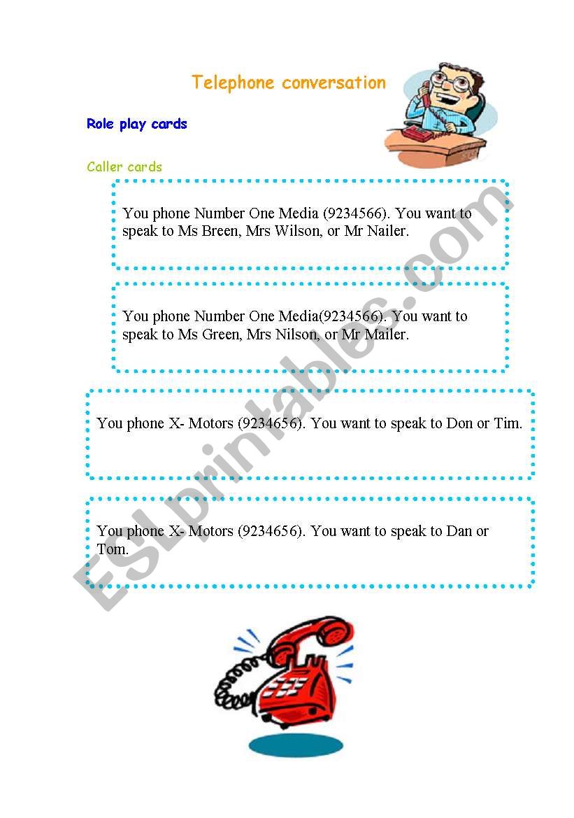 Telephone conversation worksheet