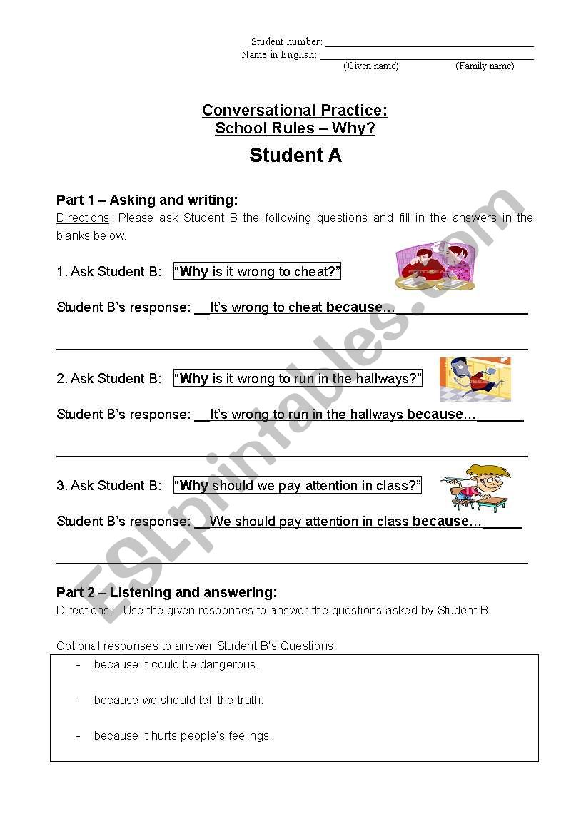 English Worksheets School Rules Why Lesson Plan