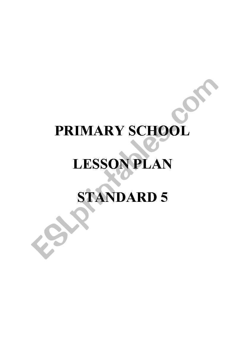 LESSON PLAN FOR PRIMARY SCHOOL