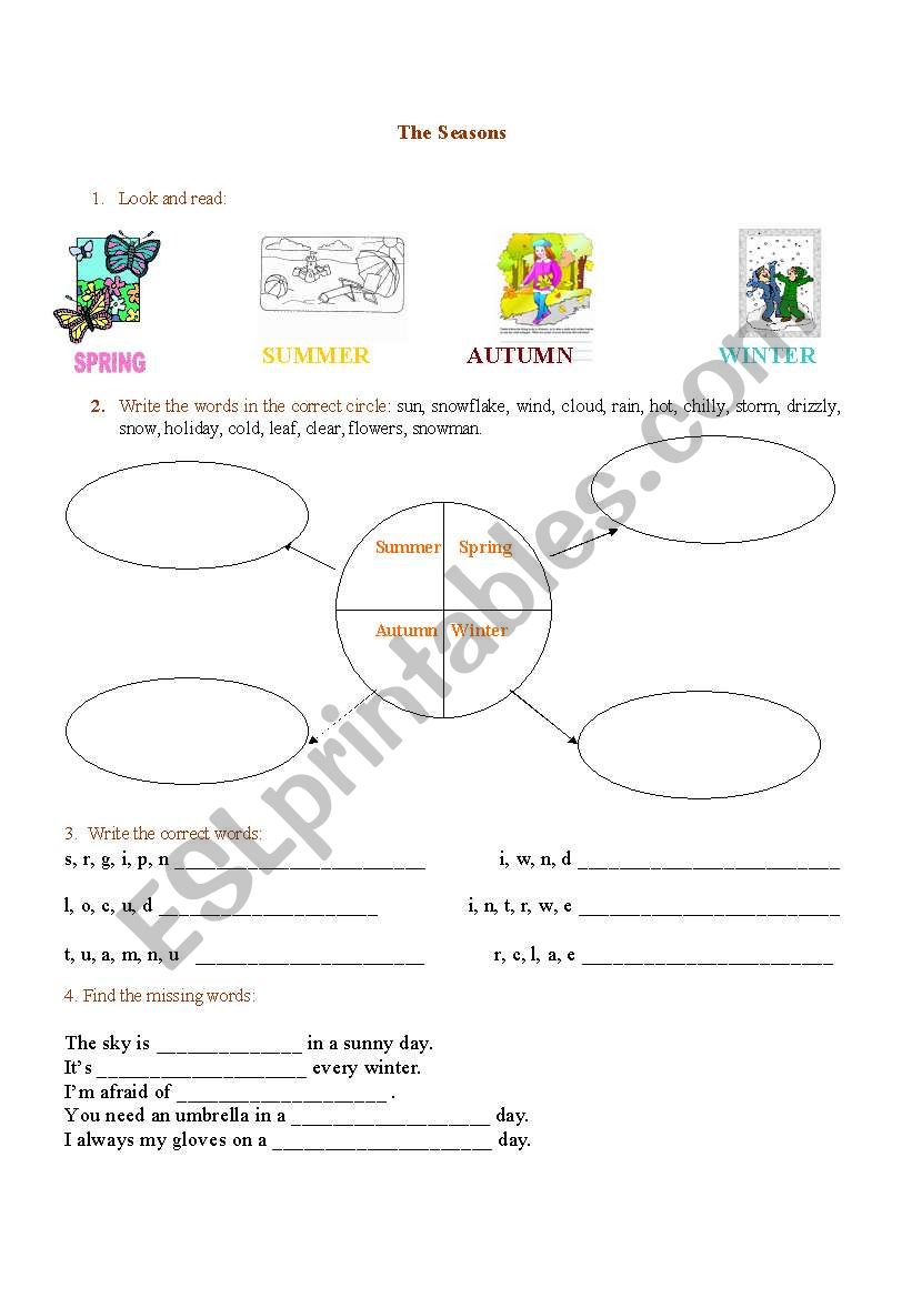 seasons worksheet