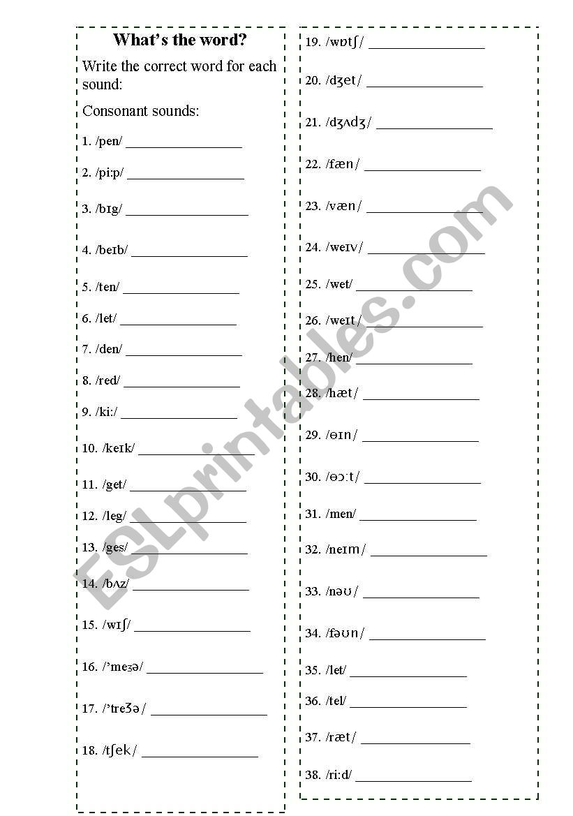 What´s the word? Consonant sounds - ESL worksheet by Saiane