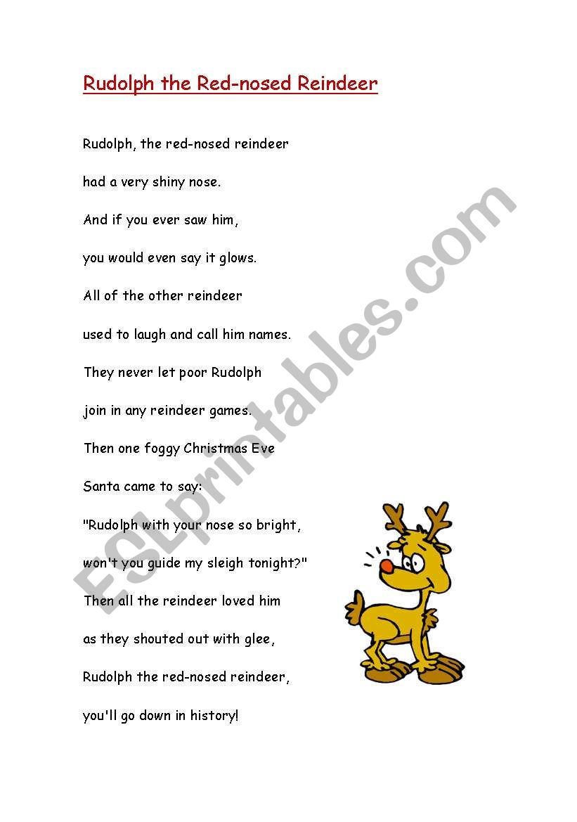 Rudolf song worksheet