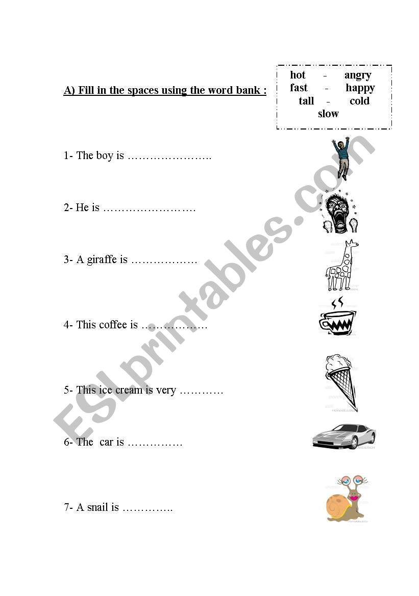 adjectives worksheet