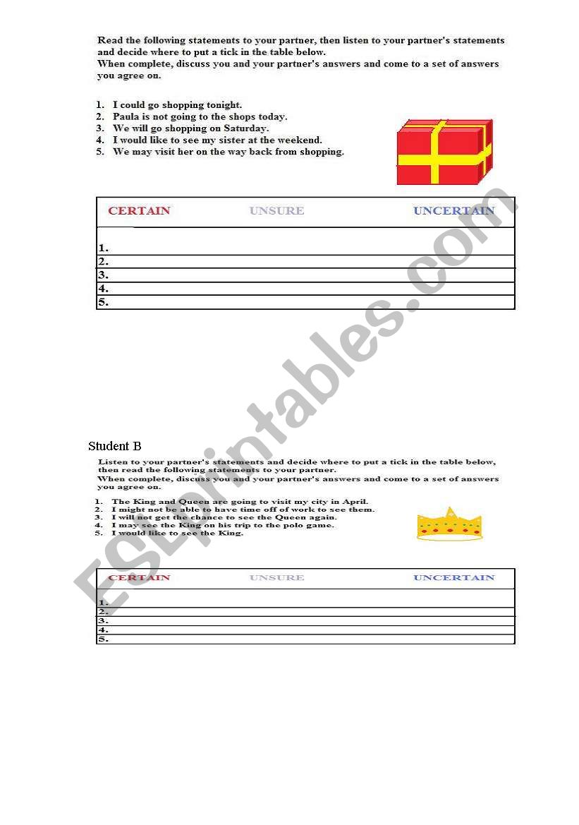 certainty pairwork worksheet