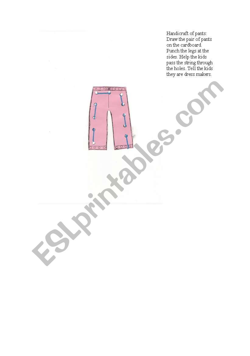 pants handicraft worksheet